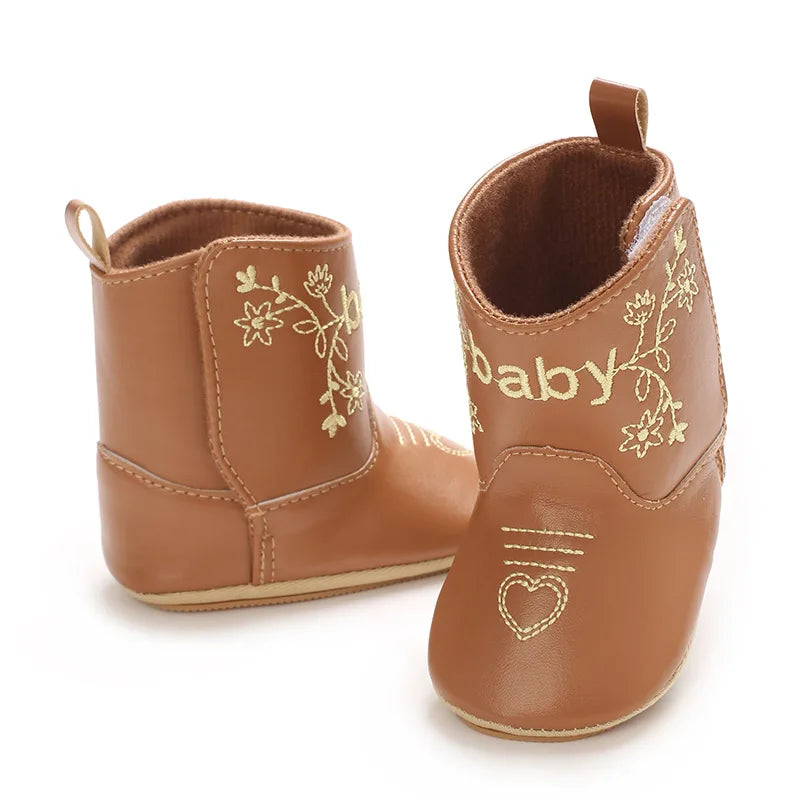 Baby Boots Cute High Quality Soft PU Anti Slip Sole Spring 0-18M First Walkers Newborn Baby Shoes